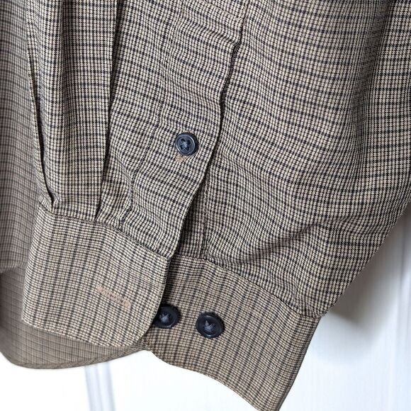 VanHeusen Wrinkle Free Brown Plaid Dress Shirt size Men's L 16 - Picture 7 of 10